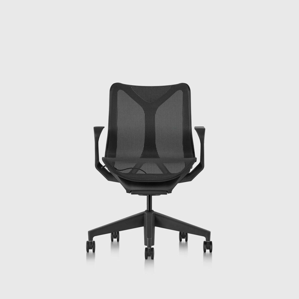 Cosm Chair, Graphite, Low Back, Fixed Arms Chair