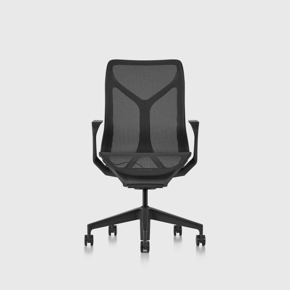 Cosm Chair, Graphite, Mid Back, Fixed Arms Chair