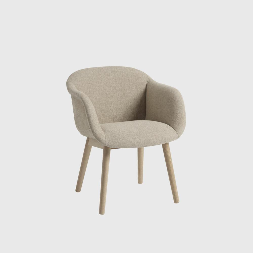 Fiber Soft Armchair, Wood Base Chair