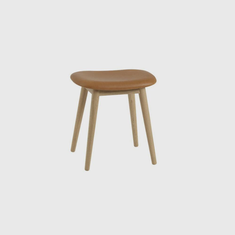 Fiber Stool, Wood Base, Upholstered Chair