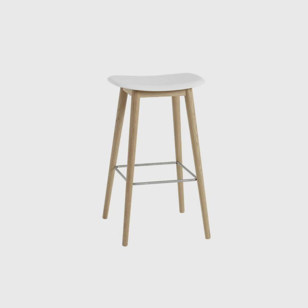 Fiber Stool, Wood Base Chair