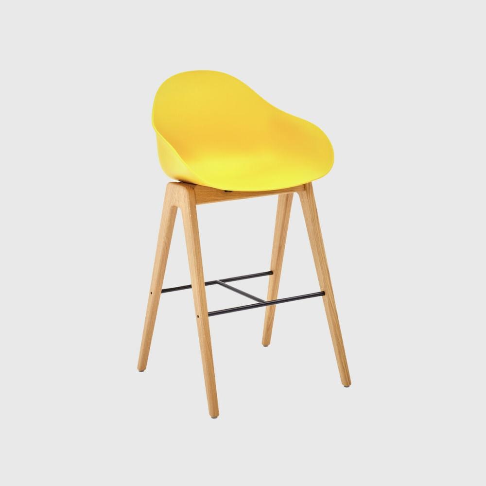 Ruby Stool, Wood Base Chair