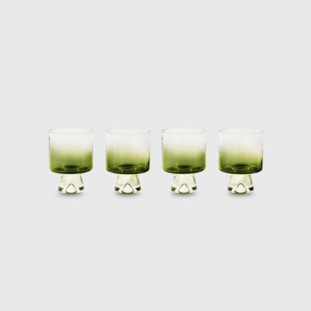 Tank Low Ball Glasses Set Of 4, Green Accessories