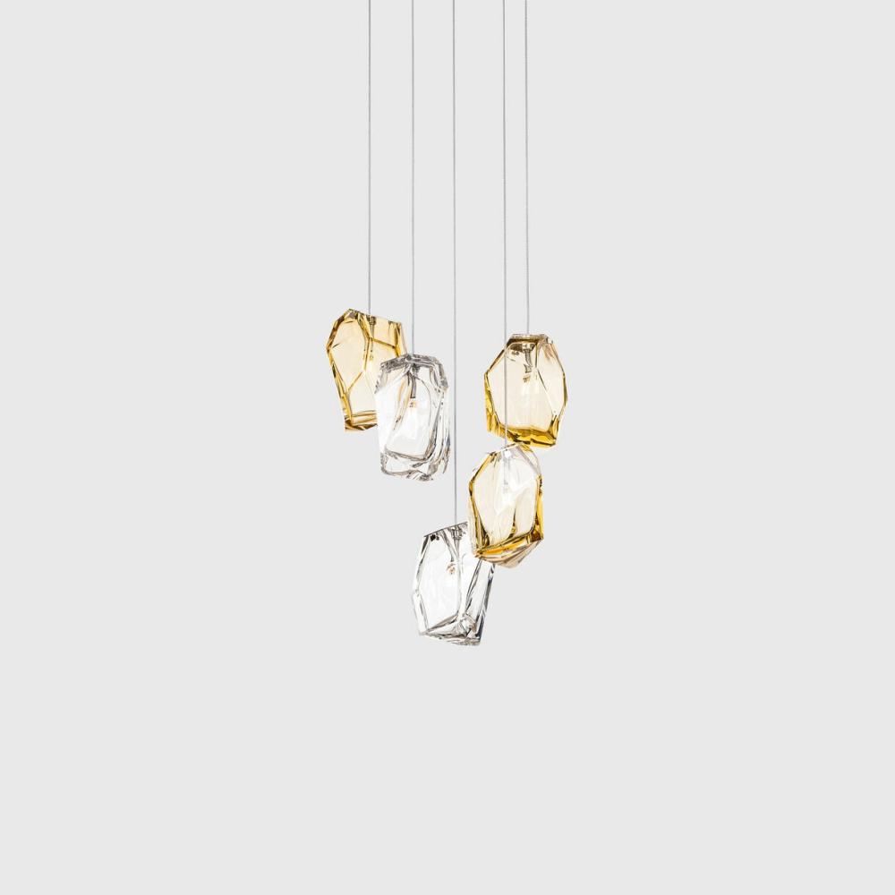 Crystal Rock Pendant Lamp, Cluster Of 5 Lighting